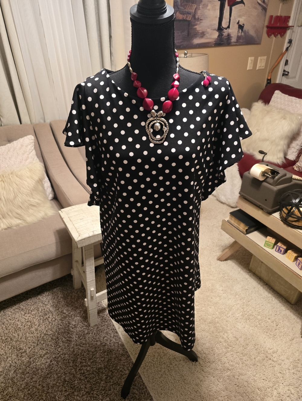 Lane Bryant Black Dress with White Polka Dots